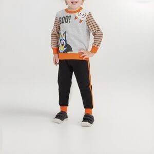 2T Toddler Boys' Bluey and Bingo Halloween Top and Bottom Set Grey